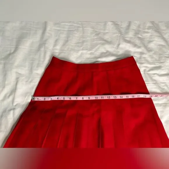 Vintage Talbots 80's Long Wool Pleated Skirt All Seasons - True Red | Size 10 - Picture 7 of 11